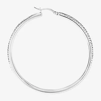 Womens Sterling Silver 55mm Round Hoop Earrings