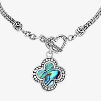 Bali Inspired Womens Blue Abalone Sterling Silver Charm Bracelet