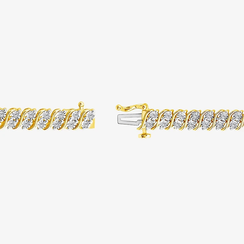 (I1/ I) Womens 1 CT. T.W. Lab Grown White Diamond 14K Gold Over Silver 7.5 Inch Tennis Bracelet