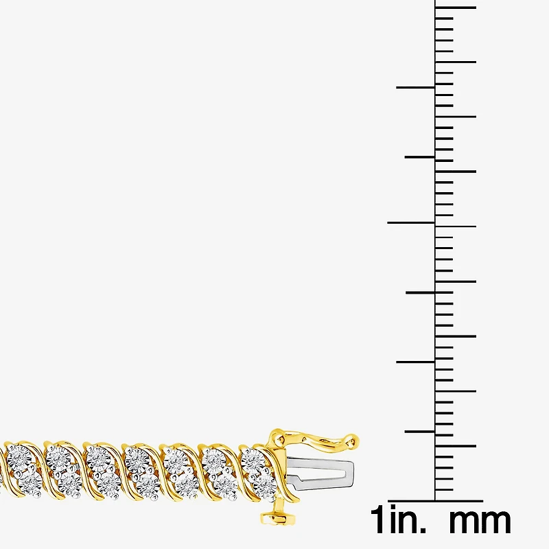 (I1/ I) Womens 1 CT. T.W. Lab Grown White Diamond 14K Gold Over Silver 7.5 Inch Tennis Bracelet