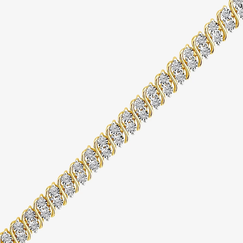 (I1/ I) Womens 1 CT. T.W. Lab Grown White Diamond 14K Gold Over Silver 7.5 Inch Tennis Bracelet