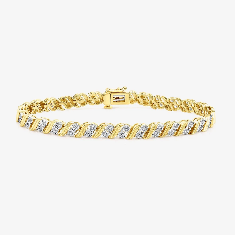 (I / I1-I2) Womens 1 CT. T.W. Lab Grown White Diamond Sterling Silver 7.25 Inch Tennis Bracelet