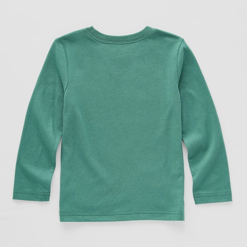 Okie Dokie Toddler & Little Boys Crew Neck Long Sleeve Regular Fit Graphic T-Shirt