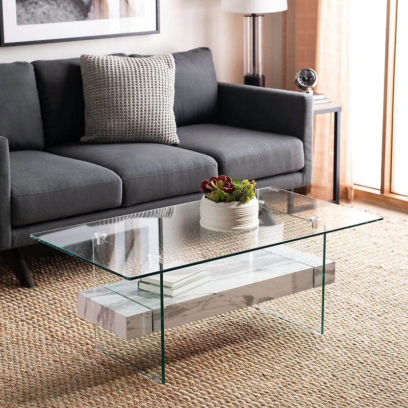 Safavieh Kayley Storage Glass Coffee Table