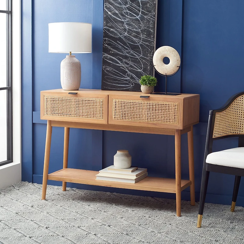 Safavieh Baisley Storage 2-Drawer Rattan Console Table