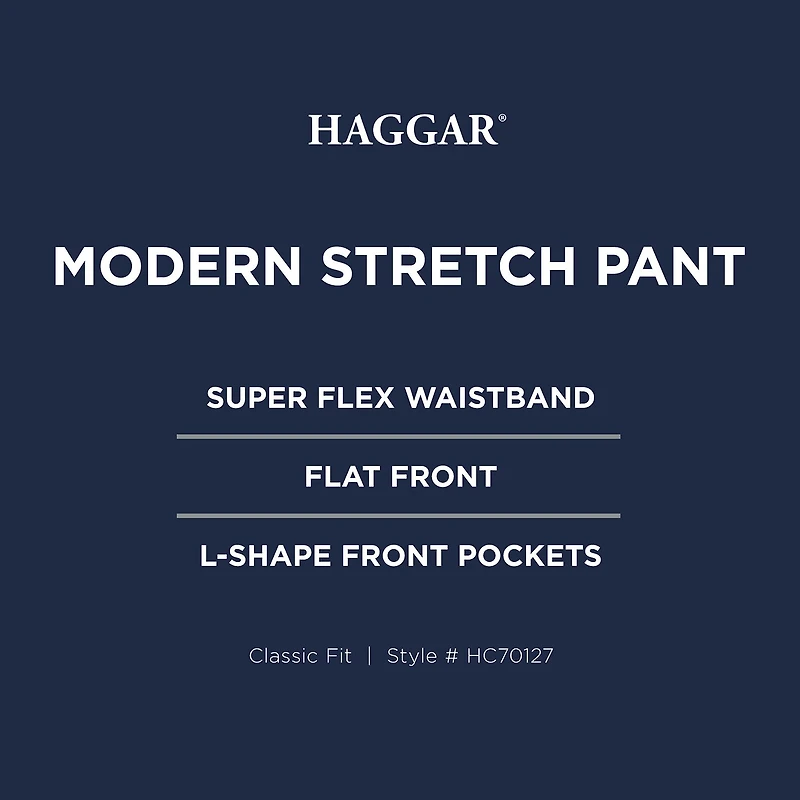 Haggar Modern Stretch Herringbone Mens Regular Fit Flat Front Pant