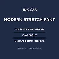 Haggar Modern Stretch Herringbone Mens Regular Fit Flat Front Pant