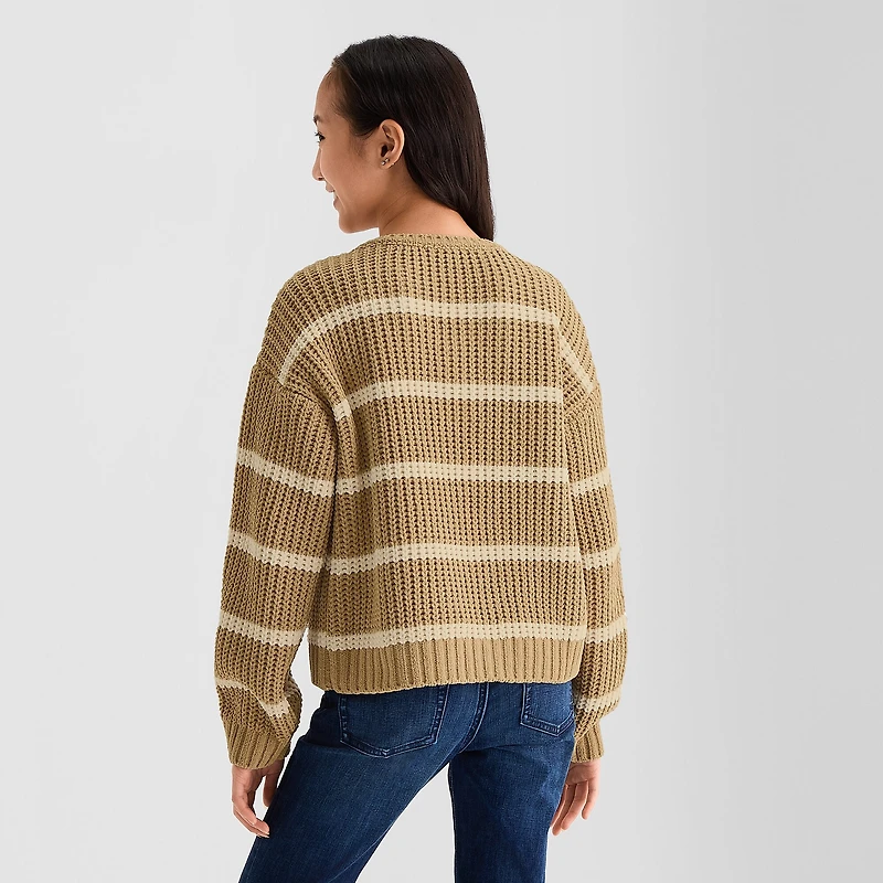 Thereabouts Little & Big Kid Girls V Neck Long Sleeve Pullover Sweater