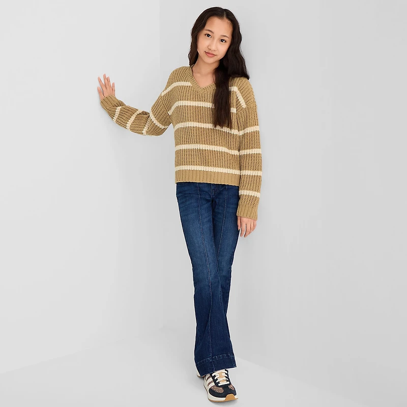 Thereabouts Little & Big Kid Girls V Neck Long Sleeve Pullover Sweater