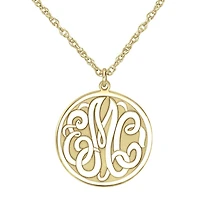 Personalized 14K Gold Over Silver 20mm Monogram Round Pendant Necklace