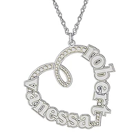 Personalized Sterling Silver Couple's Name Heart Pendant Necklace