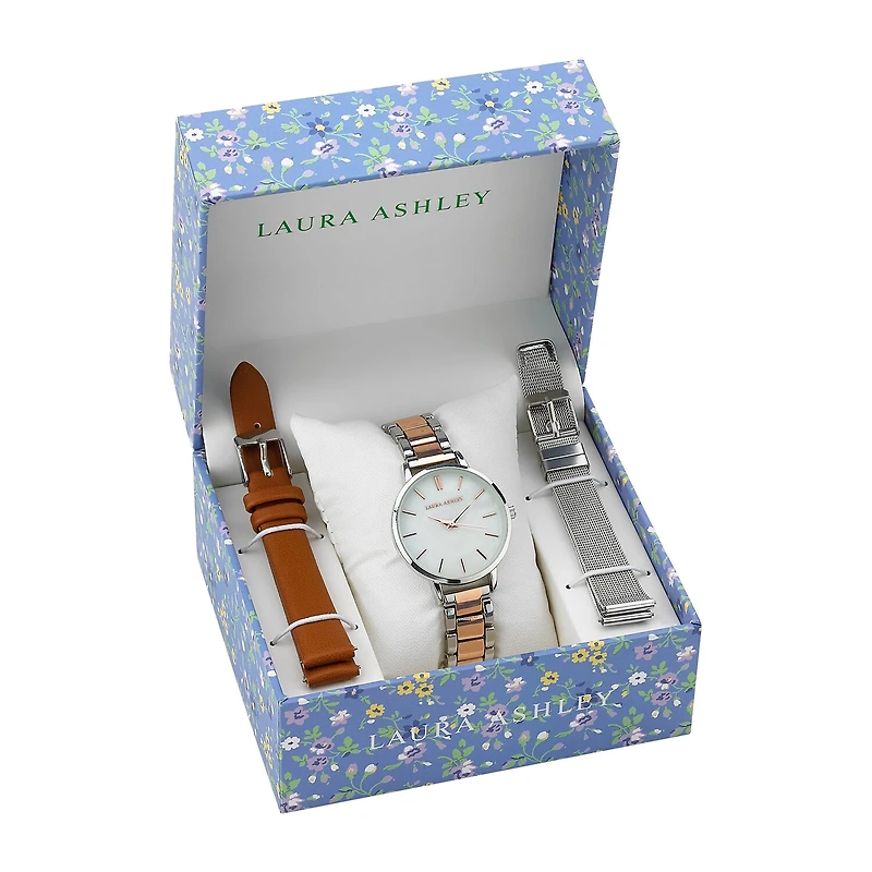 Laura Ashley Womens Stainless Steel Watch Boxed Set Lass1107ss