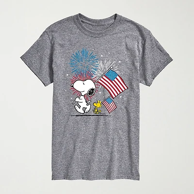 Mens Crew Neck Short Sleeve Regular Fit Peanuts Snoopy Big and Tall Graphic T-Shirt