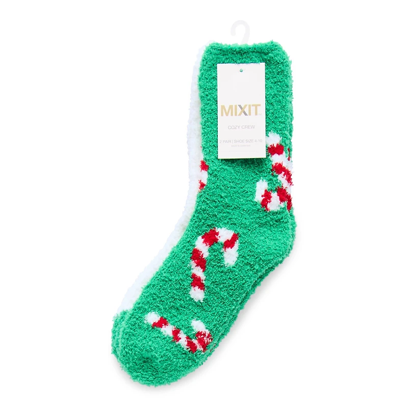 Mixit Cozy Womens 2 Pair Crew Socks