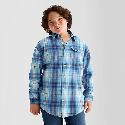 Thereabouts Little & Big Kid Boys Long Sleeve Regular Fit Flannel Shirt