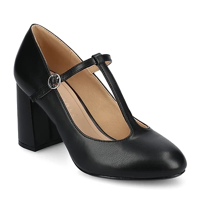 Journee Collection Talani Womens Almond Closed Toe Block Heel Pumps