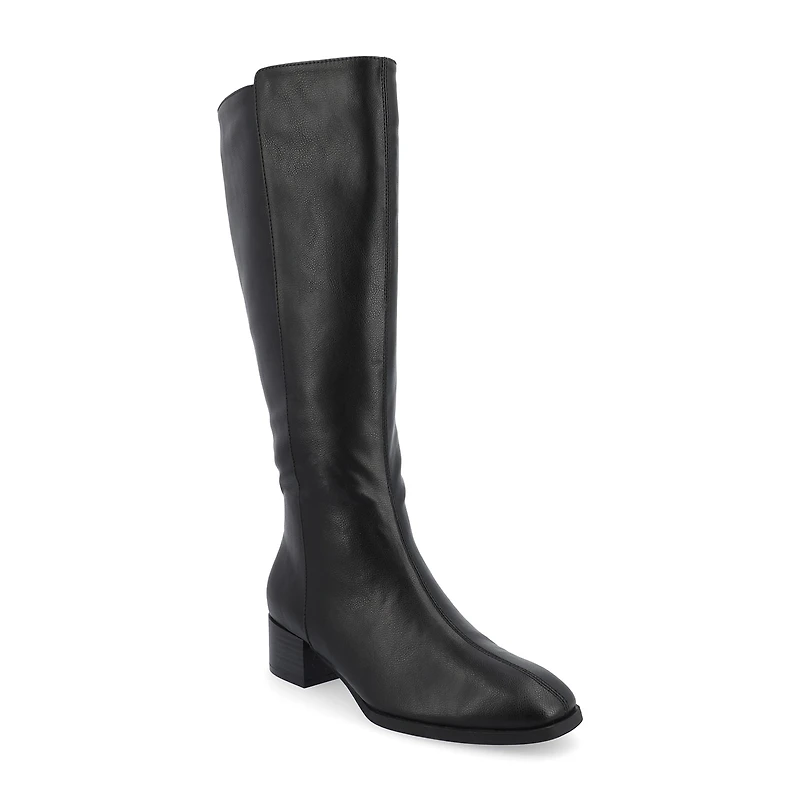 Journee Collection Womens Devri-Xwc Extra Wide Calf Stacked Heel Dress Boots
