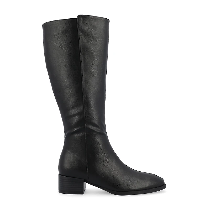 Journee Collection Womens Devri-Xwc Extra Wide Calf Stacked Heel Dress Boots