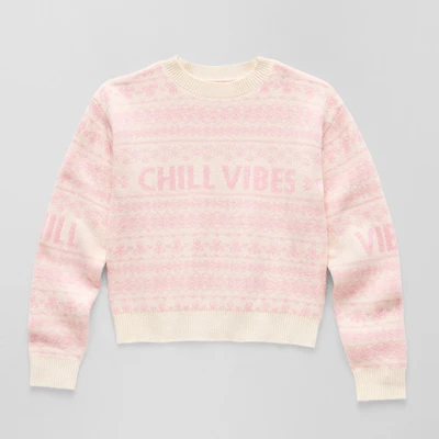 Thereabouts Little & Big Kid Girls Crew Neck Long Sleeve Pullover Sweater