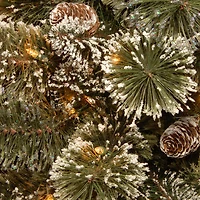 National Tree Co. Glittery Bristle Pine 3 Foot Pre-Lit Flocked Pine Christmas Tree
