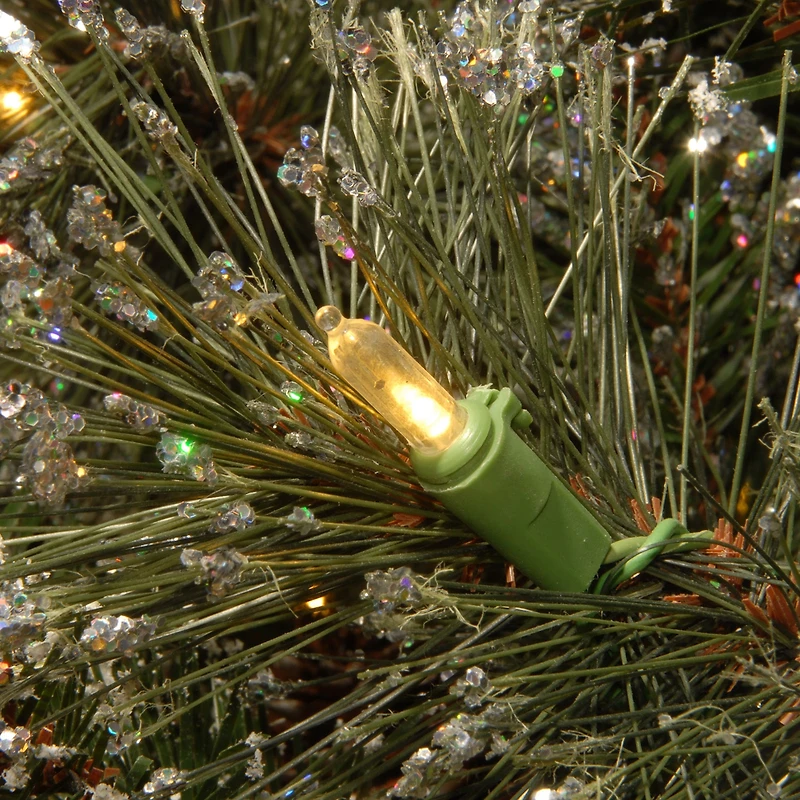 National Tree Co. Glittery Bristle Pine 3 Foot Pre-Lit Flocked Pine Christmas Tree