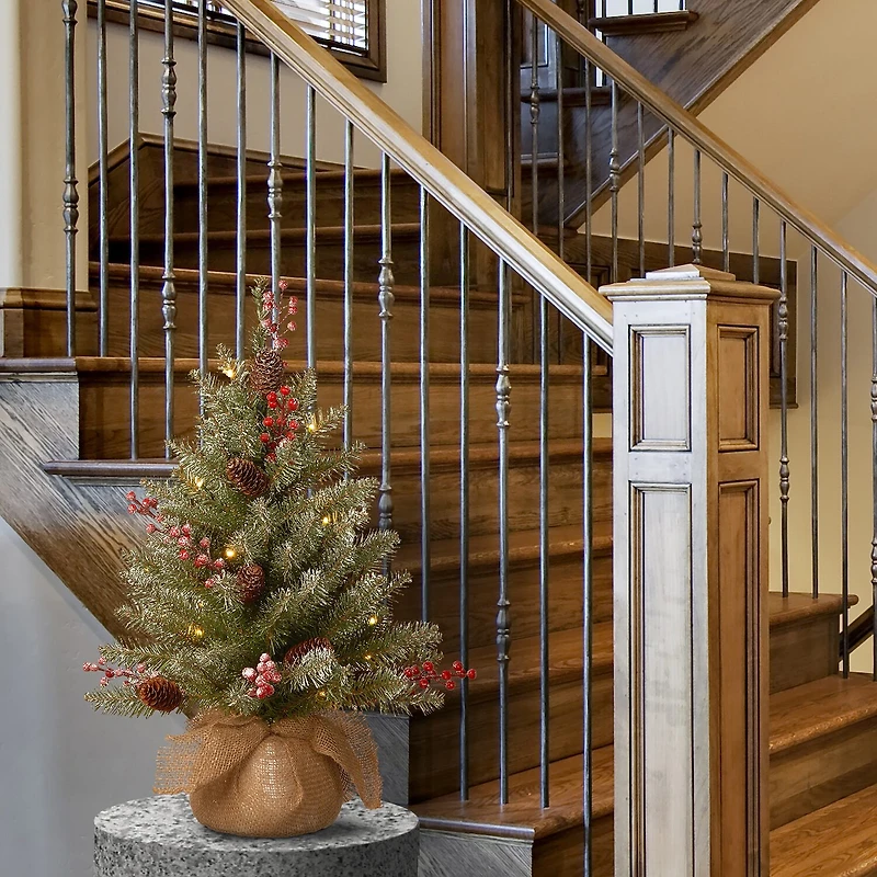 National Tree Co. Dunhill Fir 2 Foot Pre-Lit Flocked Fir Christmas Tree