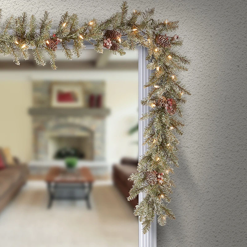 National Tree Co. Snow Splashed Dunhill Fir Christmas Indoor Outdoor Garland