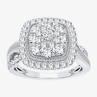 Womens / CT. T.W. Natural White Diamond 10K Gold Cushion Side Stone Halo Engagement Ring