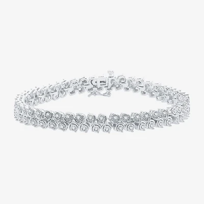 (H-I / I1) Womens 1 CT. T.W. Lab Grown White Diamond Sterling Silver 7.5 Inch Tennis Bracelet