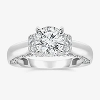 (I / I1) Womens 3 CT. T.W. Lab Grown White Diamond 10K Gold or 14K Round Side Stone Engagement Ring