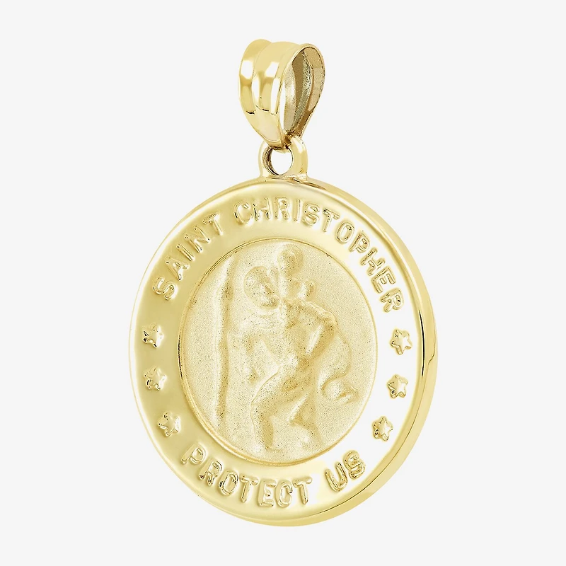 Saint Christopher Unisex Adult 14K Gold Round Pendant