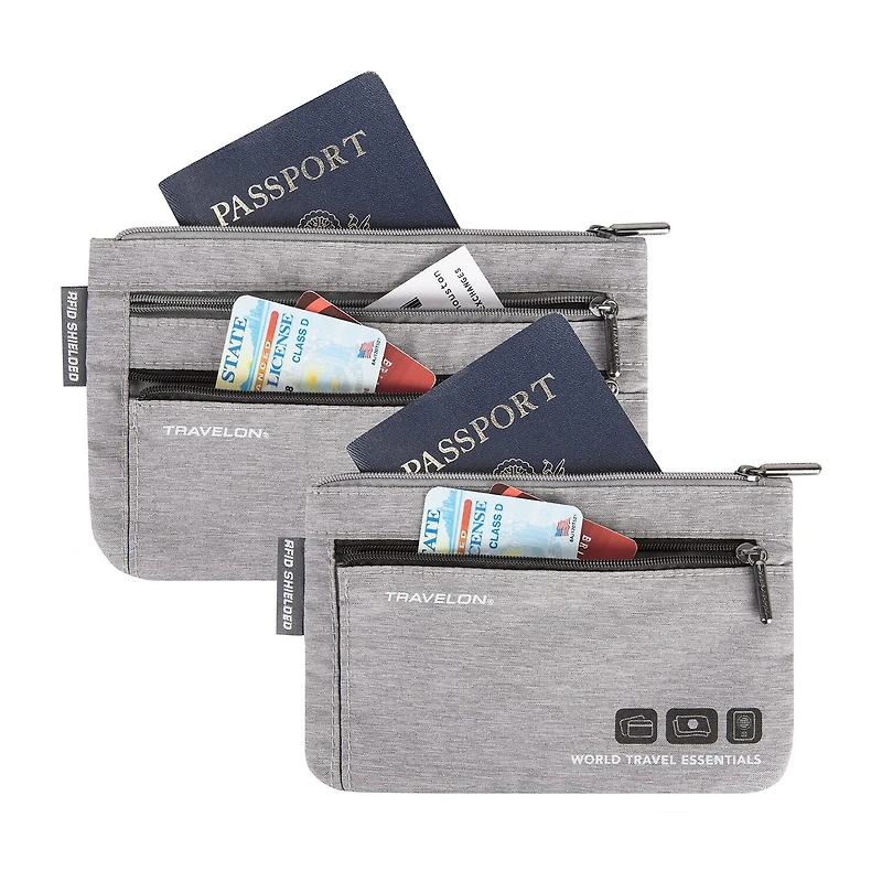 Travelon World Travel Essentials Set of 2 Currency and Passport Organizers