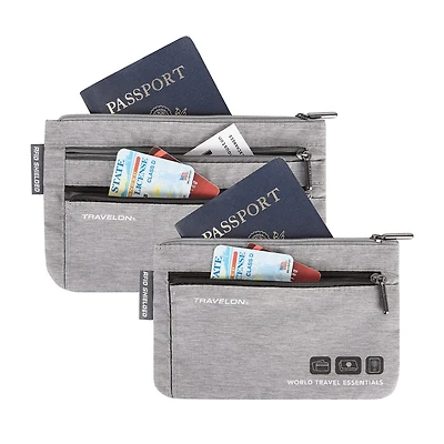 Travelon World Travel Essentials Set of 2 Currency and Passport Organizers