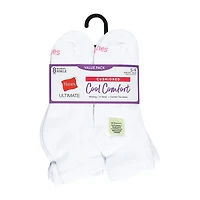 Hanes Cool Comfort Cushion Womens Multi-Pack 8 Pair Quarter Ankle Socks