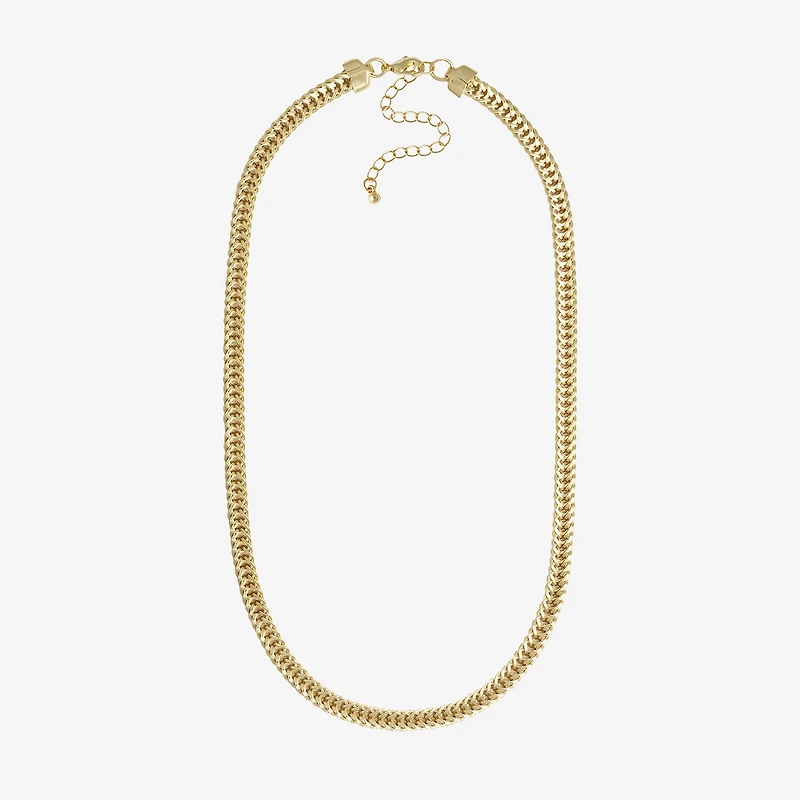 Bold Elements Gold Tone Womens Stainless Steel 18 Inch Cable Chain Necklace