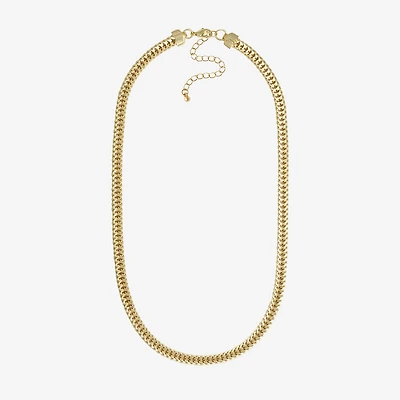 Bold Elements Gold Tone Womens Stainless Steel 18 Inch Cable Chain Necklace