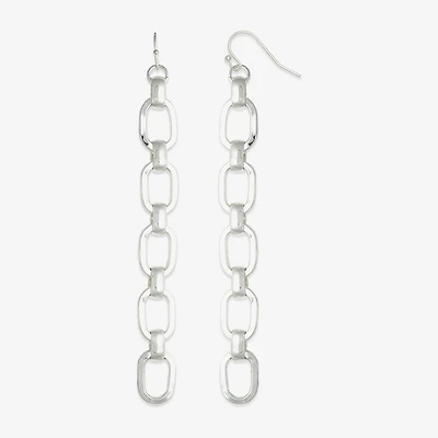 Bold Elements Chain Link Linear Womens Stainless Steel Drop Earrings
