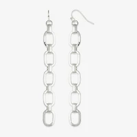 Bold Elements Chain Link Linear Womens Stainless Steel Drop Earrings