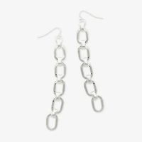 Bold Elements Chain Link Linear Womens Stainless Steel Drop Earrings