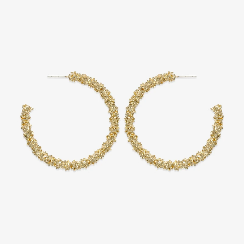 Bold Elements Textured Open Womens 49.8mm Hoop Earrings