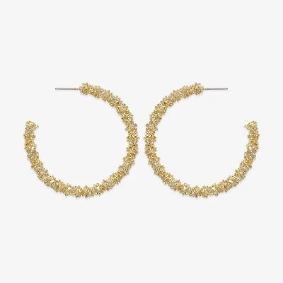 Bold Elements Textured Open Womens 49.8mm Hoop Earrings