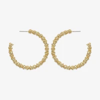 Bold Elements Textured Open Womens 49.8mm Hoop Earrings