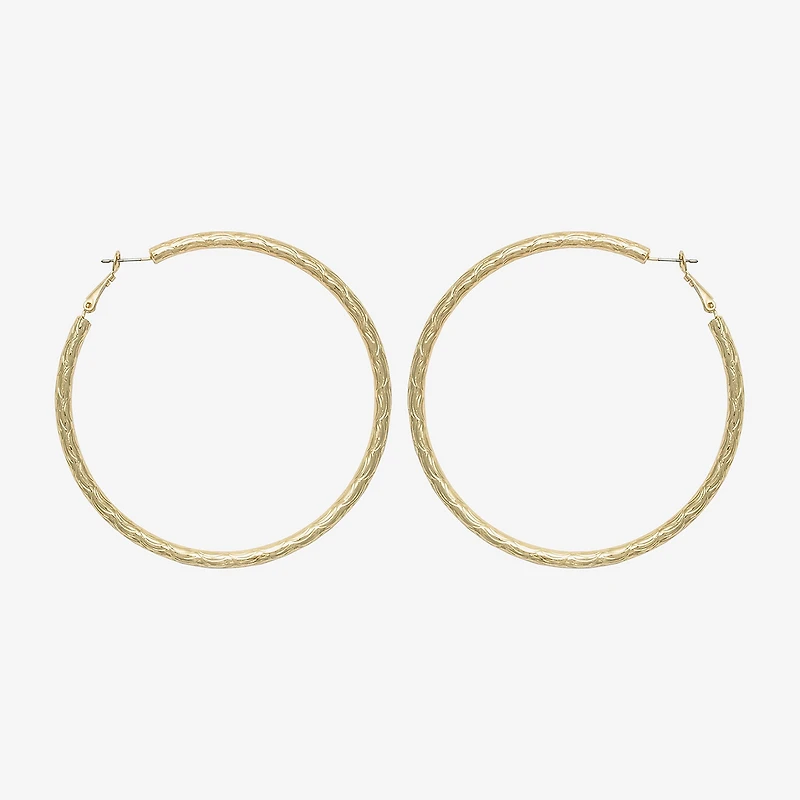 Bold Elements Diamond-Cut 79.1mm Womens 79.1mm Hoop Earrings