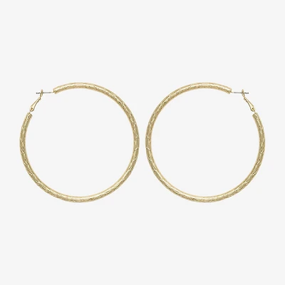 Bold Elements Diamond-Cut 79.1mm Womens 79.1mm Hoop Earrings