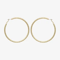 Bold Elements Diamond-Cut 79.1mm Womens 79.1mm Hoop Earrings
