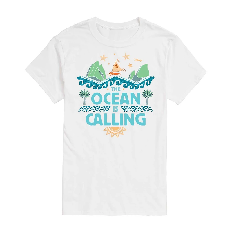 Ocean Is Calling Tee Womens Juniors Crew Neck Short Sleeve Regular Fit Moana Graphic T-Shirt