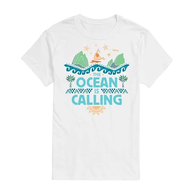 Ocean Is Calling Tee Womens Juniors Crew Neck Short Sleeve Regular Fit Moana Graphic T-Shirt