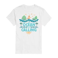 Ocean Is Calling Tee Womens Juniors Crew Neck Short Sleeve Regular Fit Moana Graphic T-Shirt