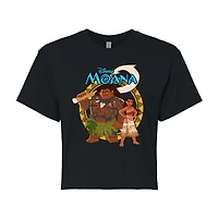 Moana And Maui Cropped Tee Womens Juniors Crew Neck Short Sleeve Regular Fit Graphic T-Shirt