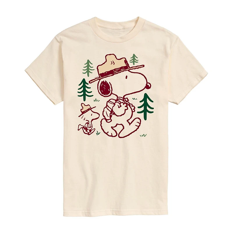 Peanuts Snoopy And Woodstock Wilderness Tee Womens Juniors Crew Neck Short Sleeve Regular Fit Graphic T-Shirt